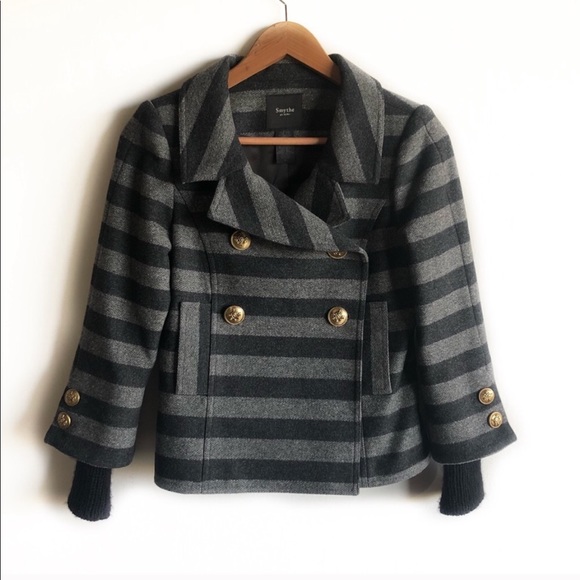Smythe Jackets & Blazers - Smythe wool and cashmere pea coat in gray stripe